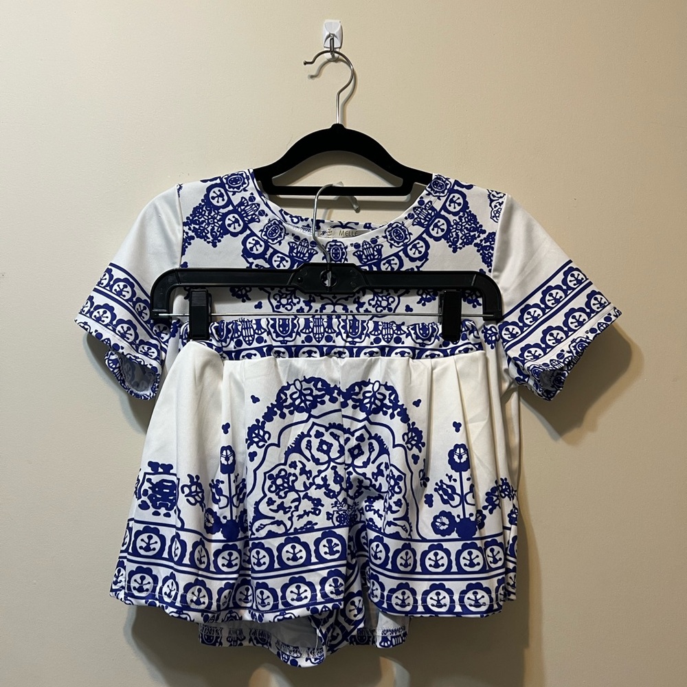 Melle cropped shirt and short set